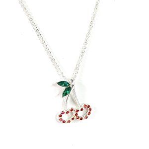 Cherries Crystal Pendant w/Silvertone Chain 45015-043